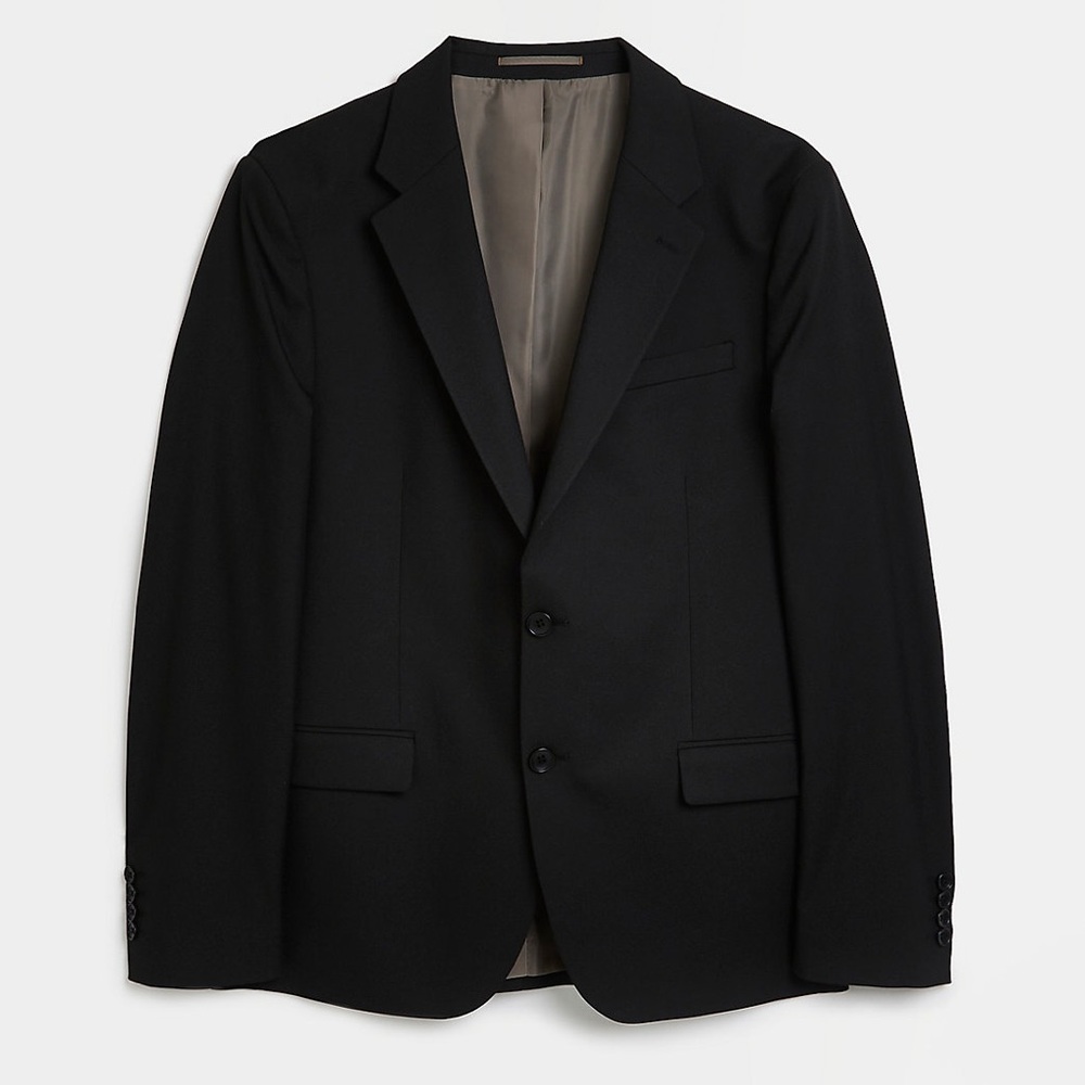 RIVER ISLAND - BLACK SKINNY FIT TWILL SUIT JACKET